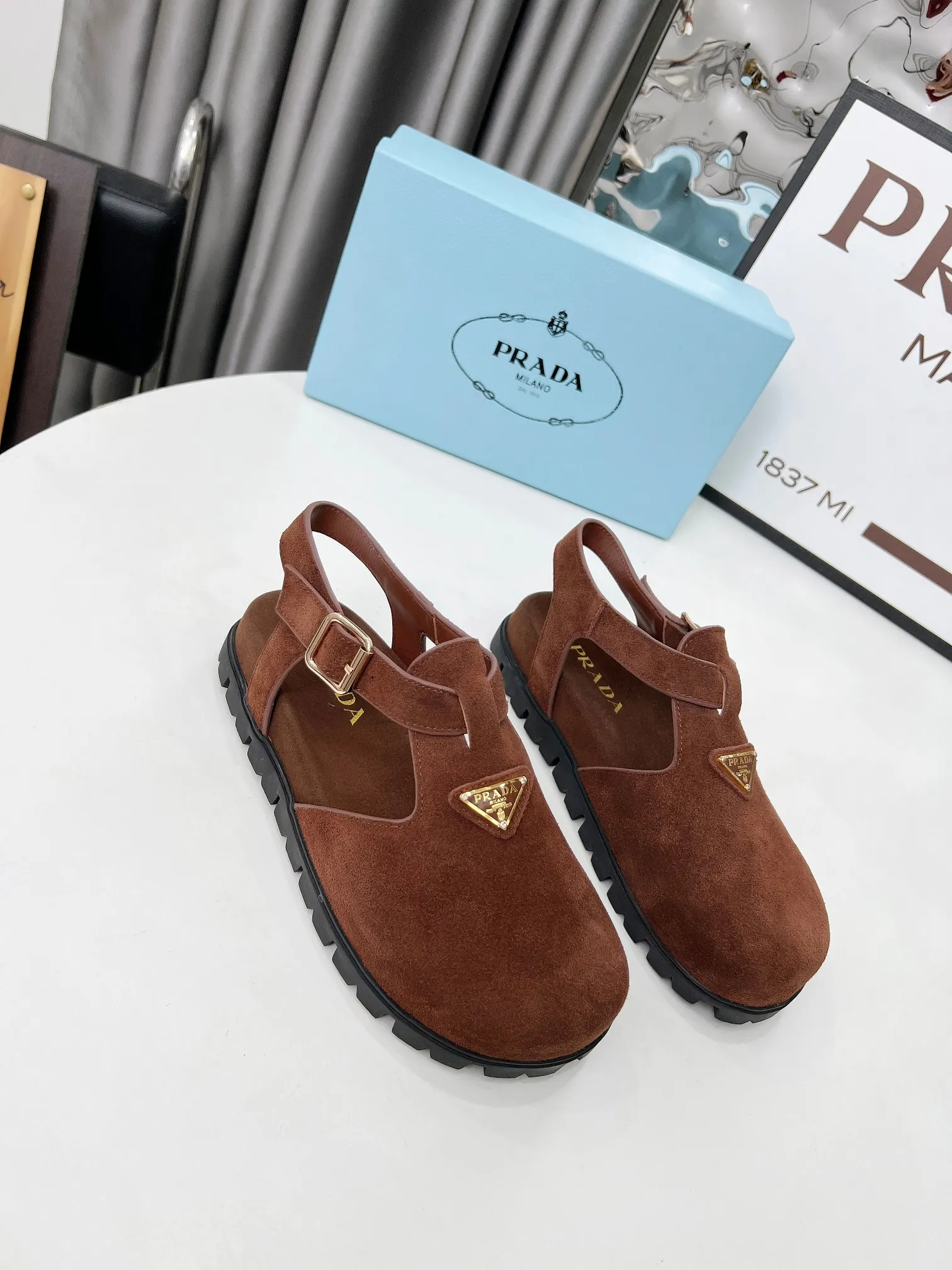 👟👟Ex-factory price 440👟👟 PRADA/25ss Prada classic triangle logo loafer series, simple and ultimate size: 35-42